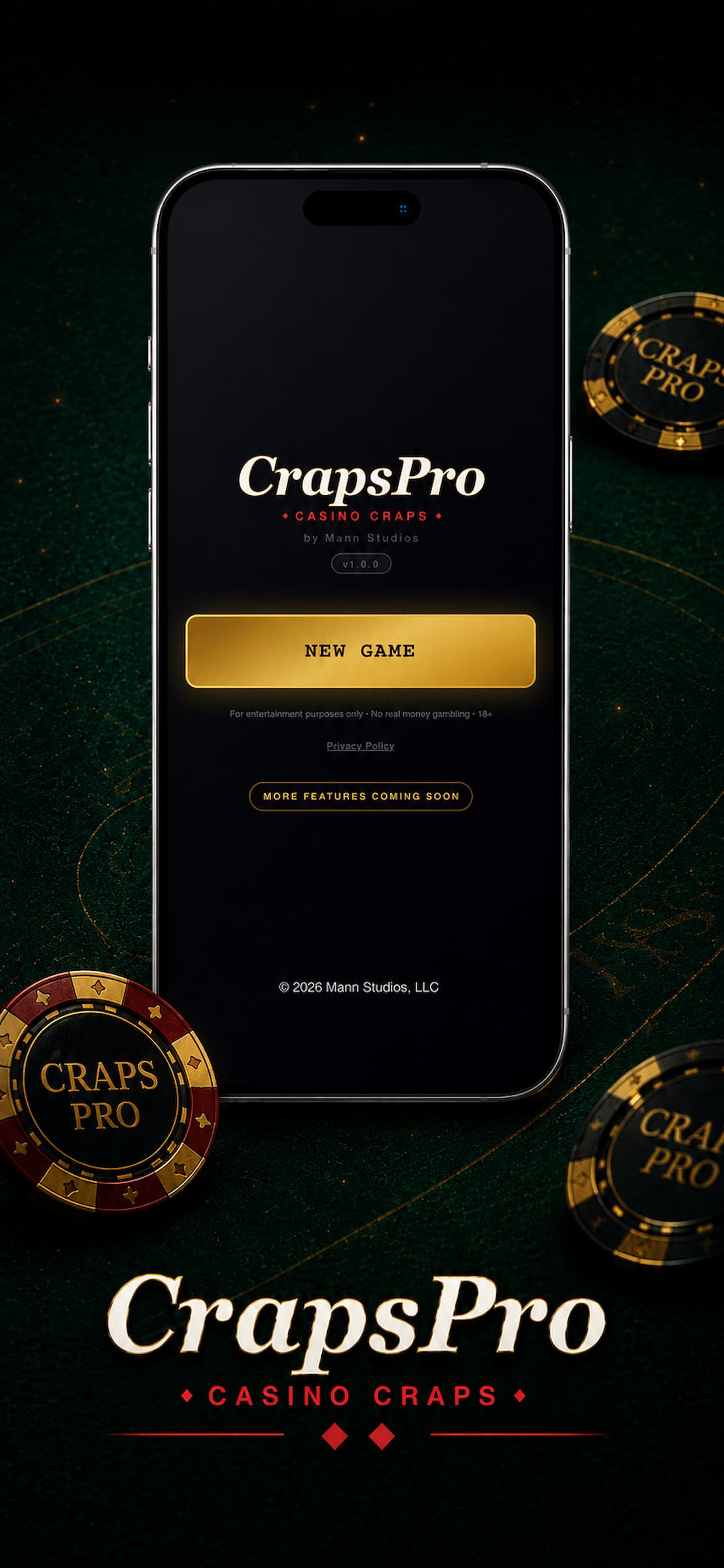 CrapsPro Home Screen